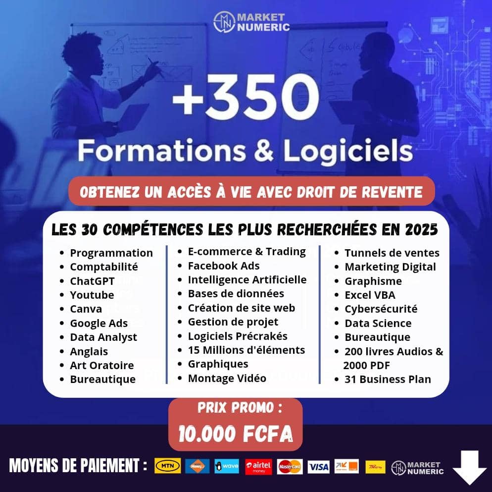 +350 Formations & Logiciels avec Droit de Revente